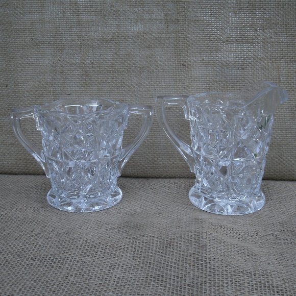 Vintage Fostoria Glass Crystal Sugar & Creamer Set - Picture 6 of 16